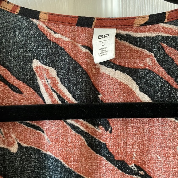 Bp brown burnout tiger stripe faux wrap surplice top blouse rust 1970s - Picture 5 of 7